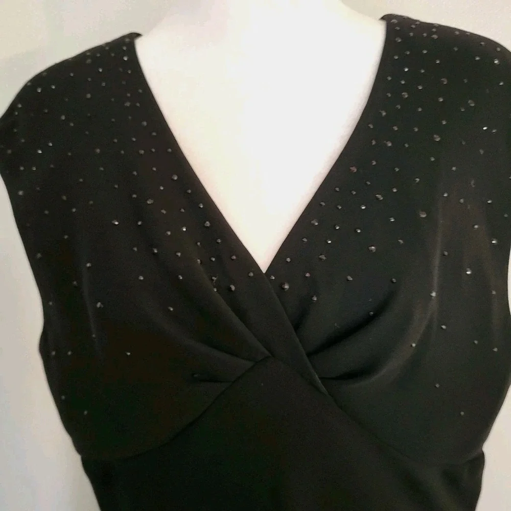 VTG Bob Mackie‎ Studio Black Beaded Formal Evening Dress Lined Petite 12P